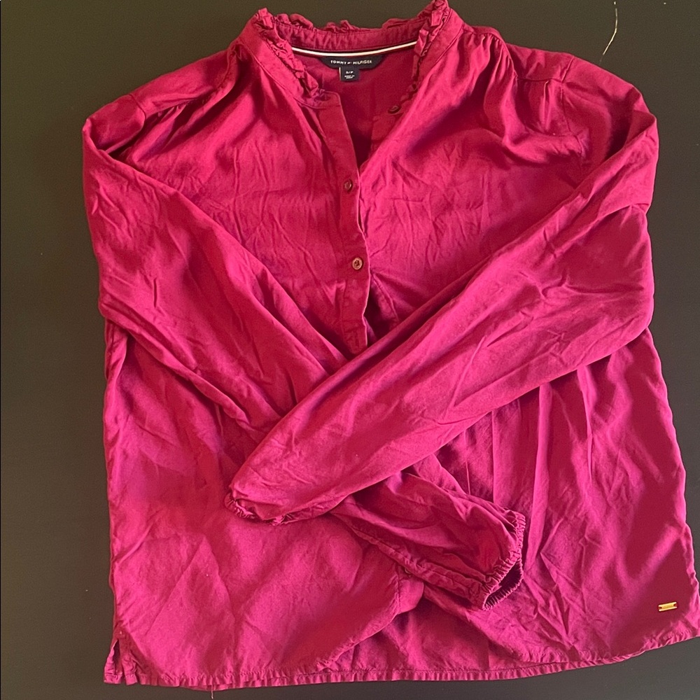 Tommy Hilfiger Women's Crimson Button Down Shirt